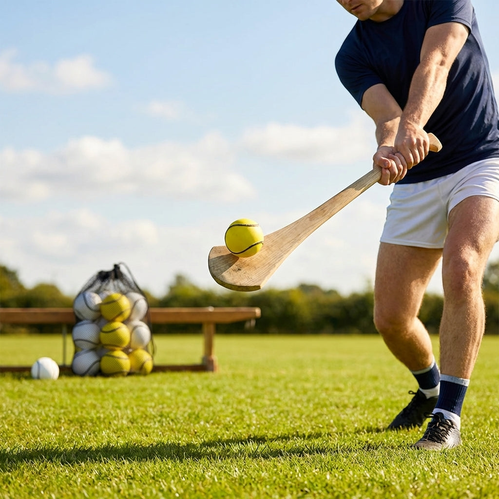 White and Fluro Hurling Training Balls with 2 Ply PU Construction