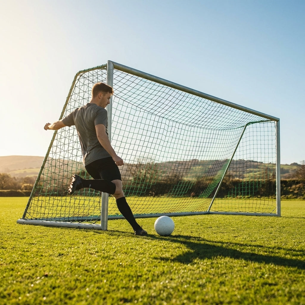Multi-colour football goal nets for full-size goals