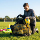 Football carry bag with 12 footballs, durable mesh