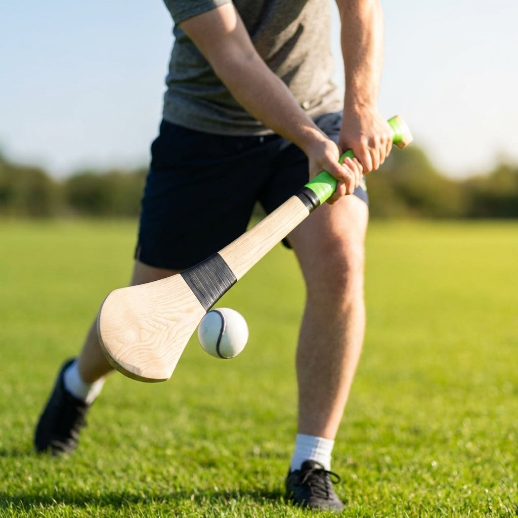 Ash Hurling Stick with custom grip colours, ideal for indoor and outdoor sports