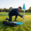 Football corner flag set with bright nylon flags and PVC poles