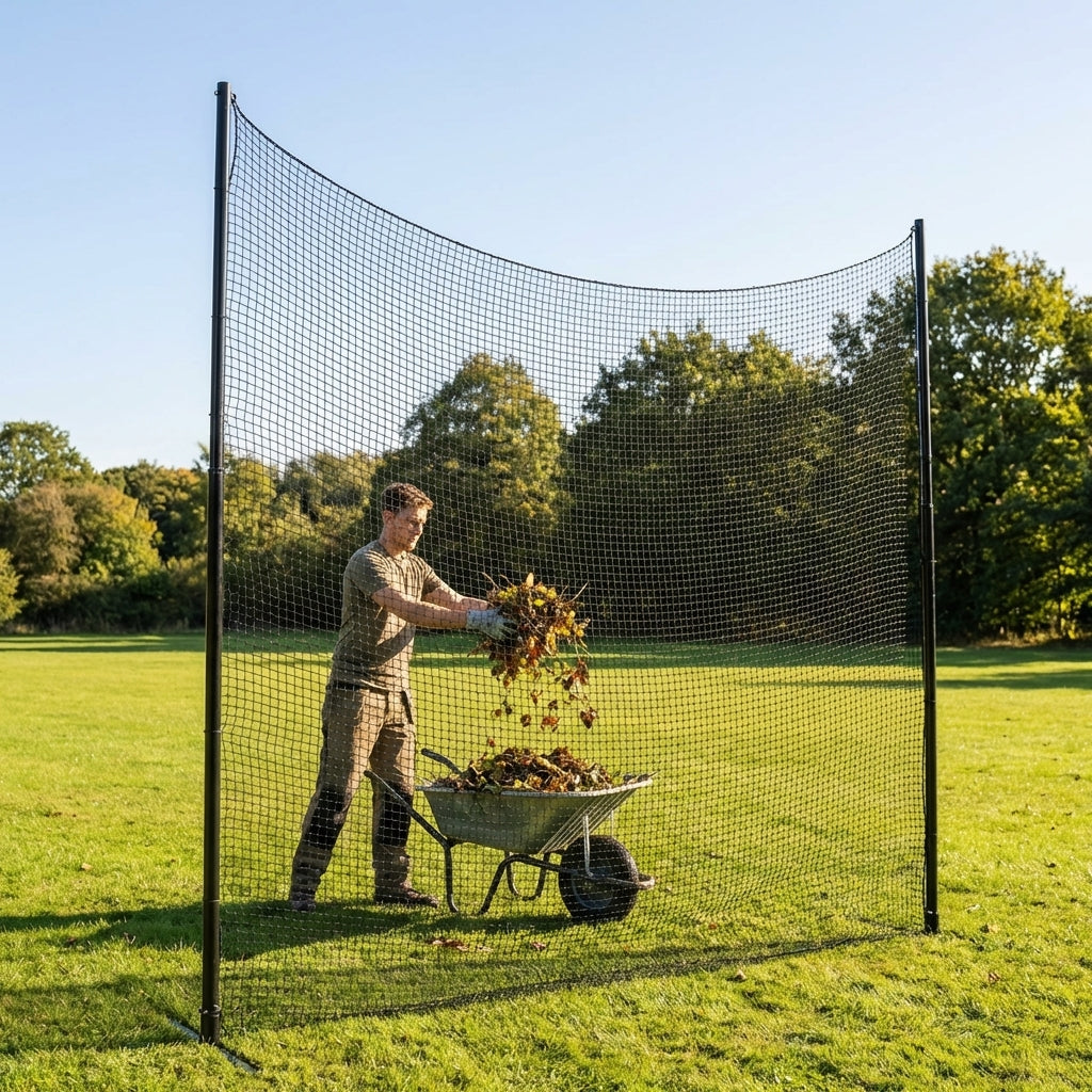 Removable anti-litter net system with steel posts