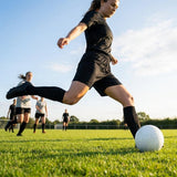 Black football shorts made from polyester for match and training use