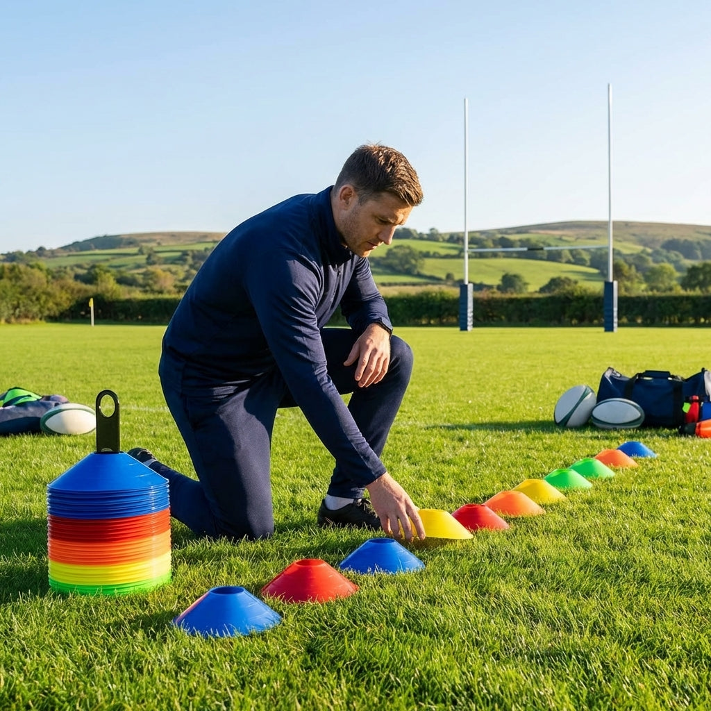 Rugby Training Marker Cones in multiple colours with cone stand