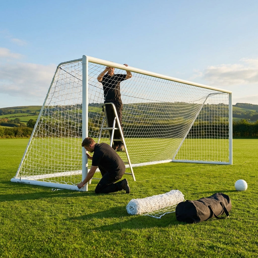 Football goal nets 24 x 8 ft, durable HDPE for clubs and schools