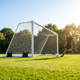Freestanding stadium football goal with aluminium frame and box net