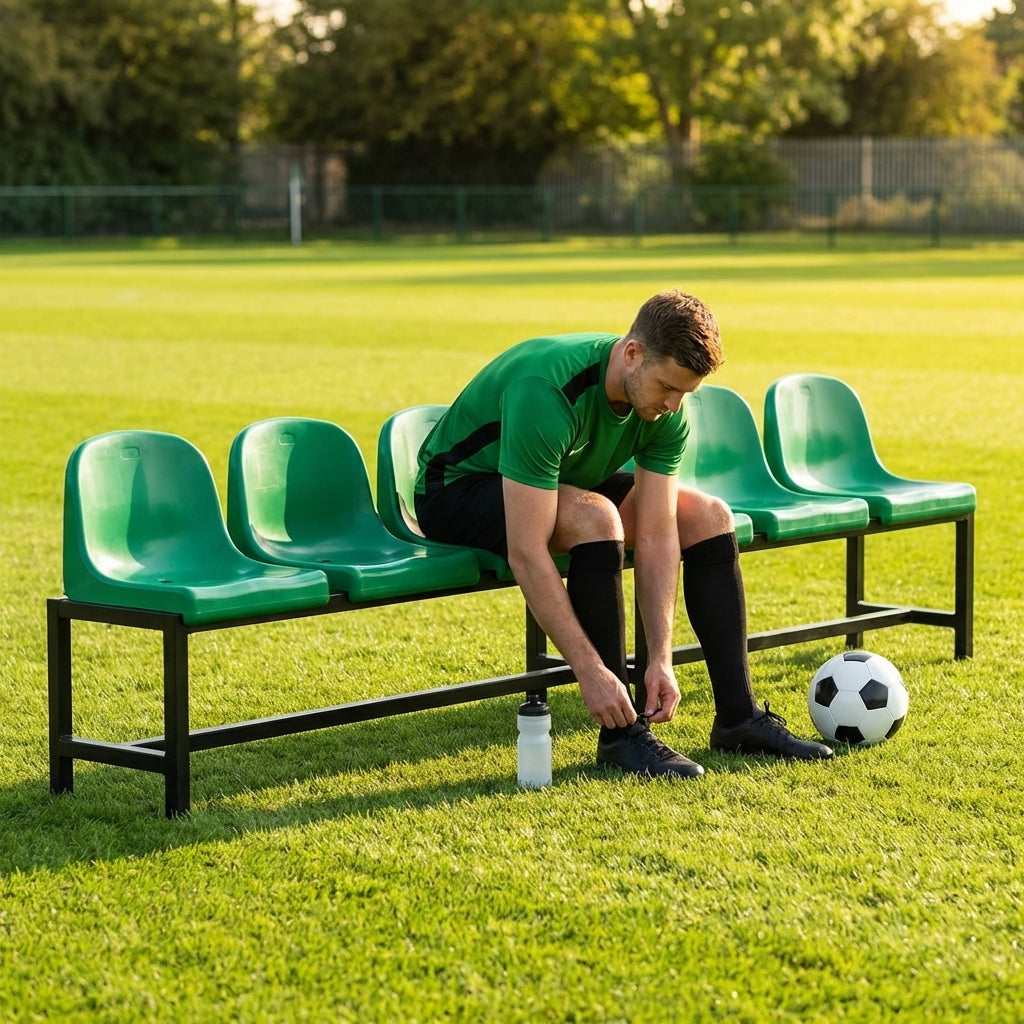 Aluminium sports bench with HDPE seats for indoor and outdoor use