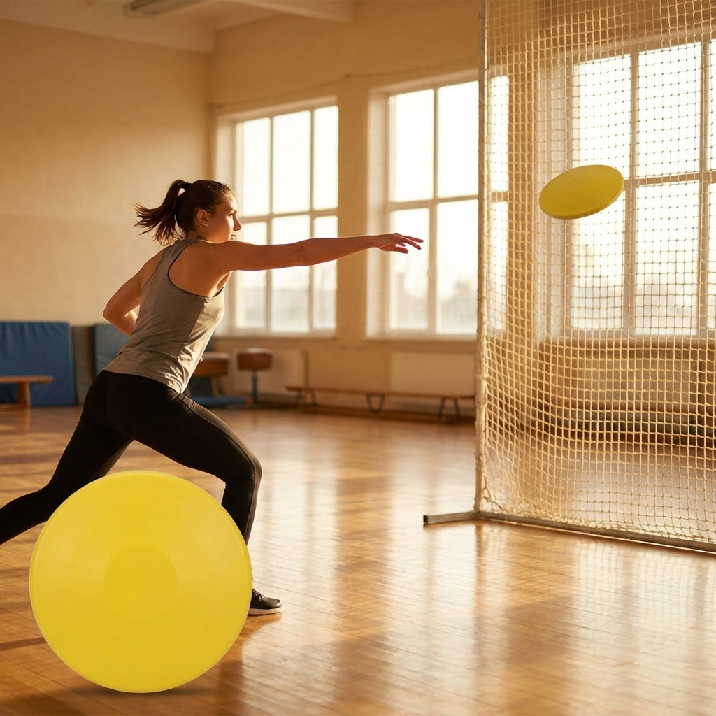 Rubber discus in various weights and colours for indoor and outdoor use