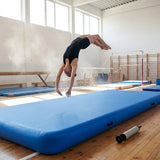 Inflatable gymnastics mat available in various sizes, made from durable PVC