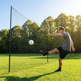 Ball stop netting system with steel posts and HDPP netting