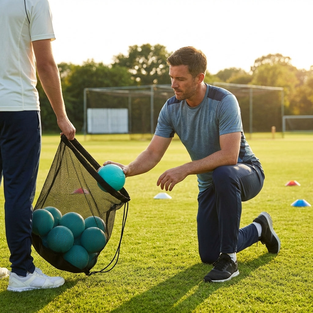 Football carry bag with 12 footballs, durable mesh