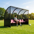 Mobile team shelter with aluminium frame for sports pitches