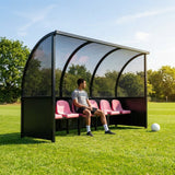 Mobile team shelter with aluminium frame for sports pitches