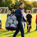 Football carry bag with 12 footballs, durable mesh
