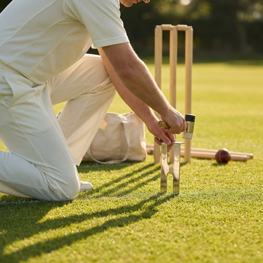 Stainless steel cricket stump gauge for accurate positioning