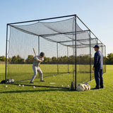 Black baseball batting cage nets made from HDPP twine for indoor and outdoor use