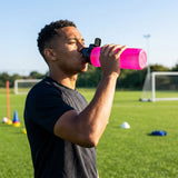 Hygienic water bottle with contactless nozzle for sports use