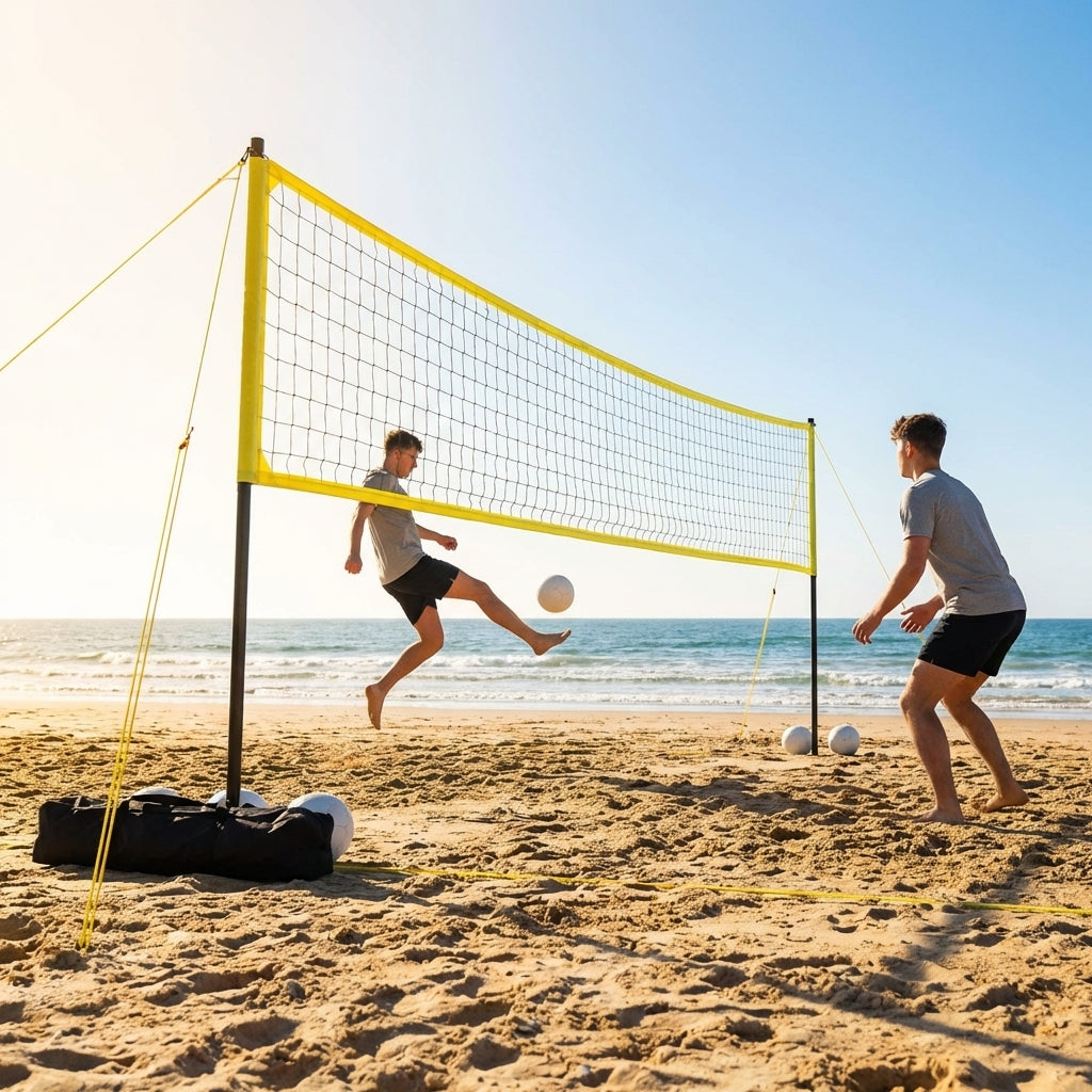 Football tennis net set with adjustable aluminium frame