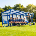 Heavy duty aluminium team shelter with moulded seats
