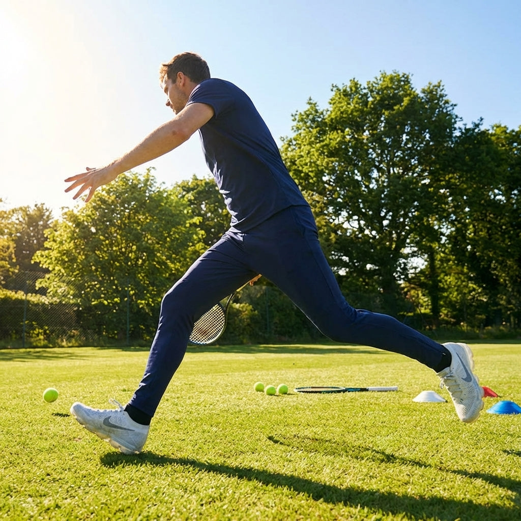 Men's tracksuit bottoms made from 100% polyester, available in six sizes