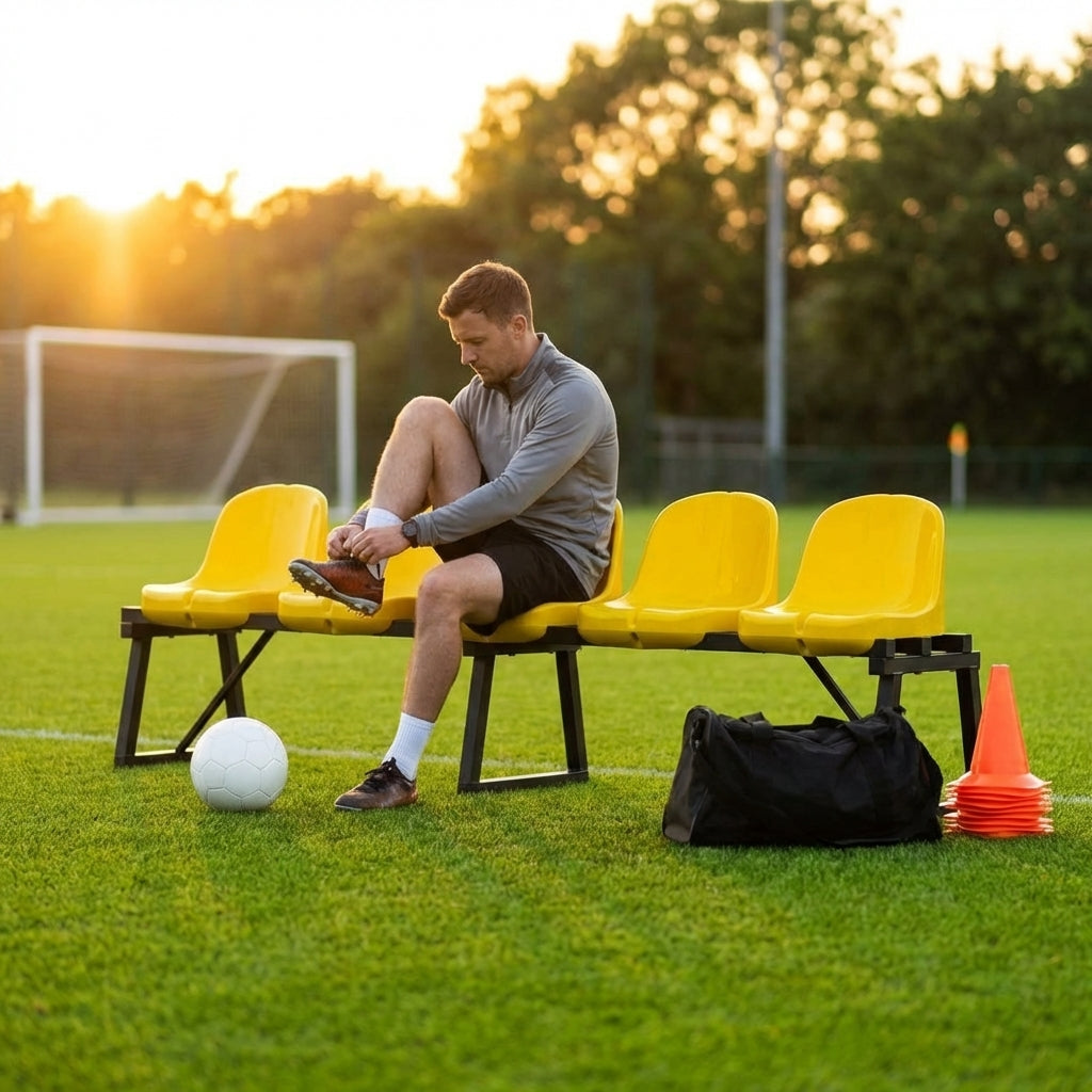 Aluminium sports bench with HDPE seats for indoor and outdoor use