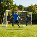 Football goal target sheet with bright yellow banding for training