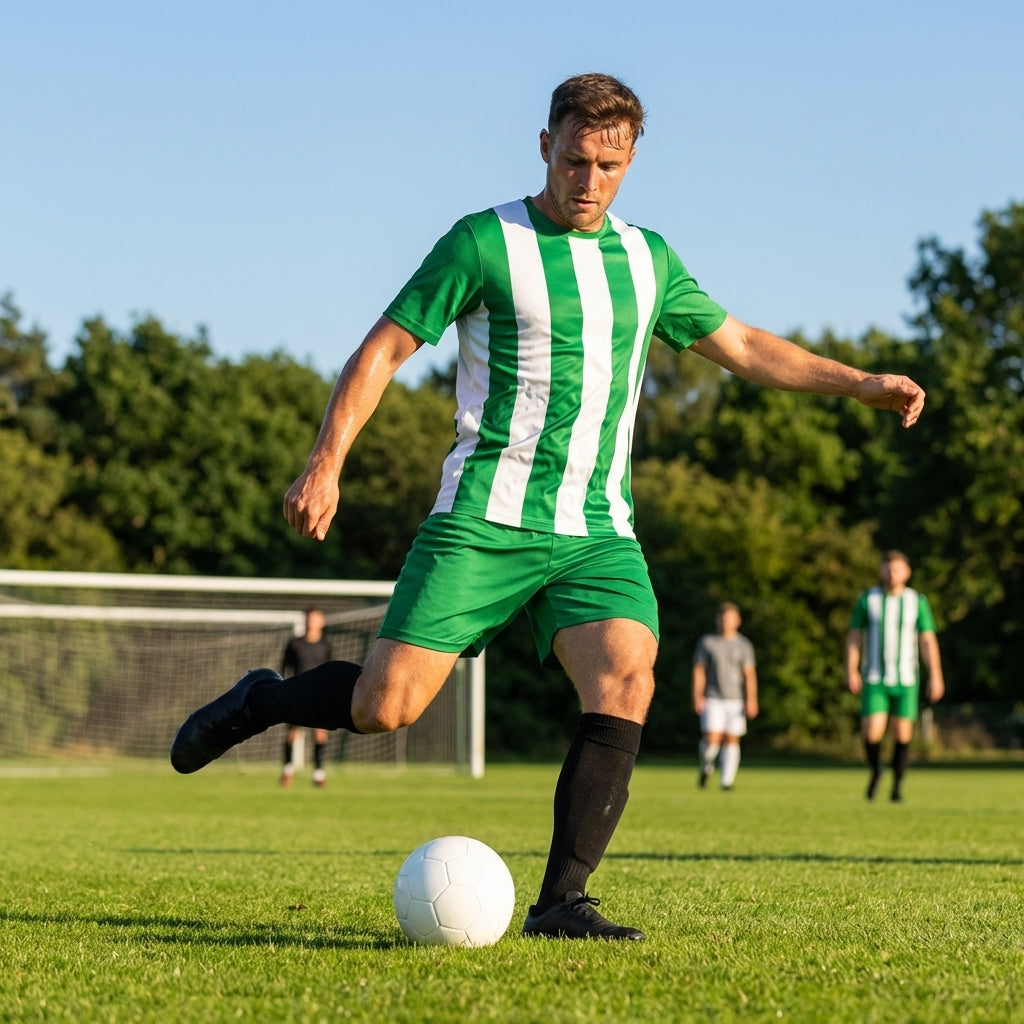 Men's Striped Football Shirt for Matches, Polyester