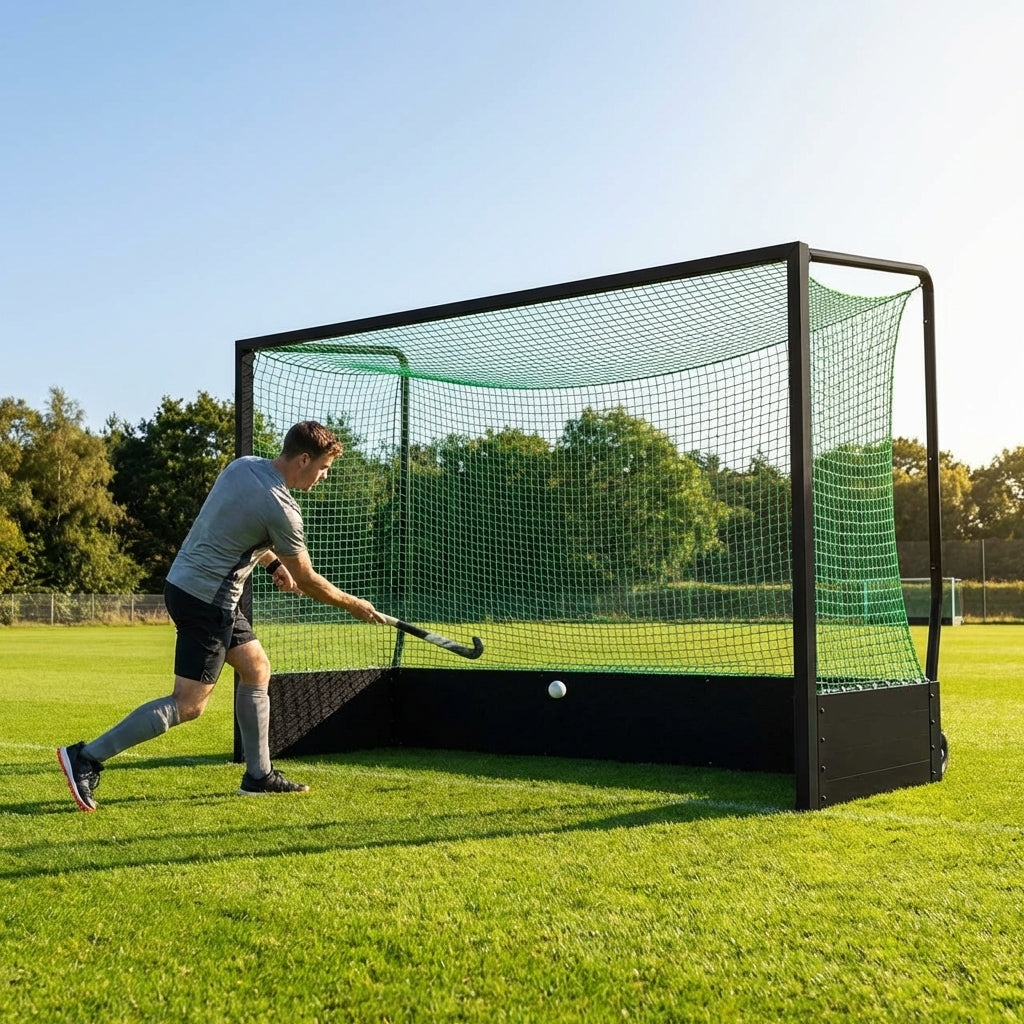 Aluminium hockey goal with reinforced frame for professional use