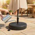 Durable parasol base weights for garden use, available in various sizes and materials