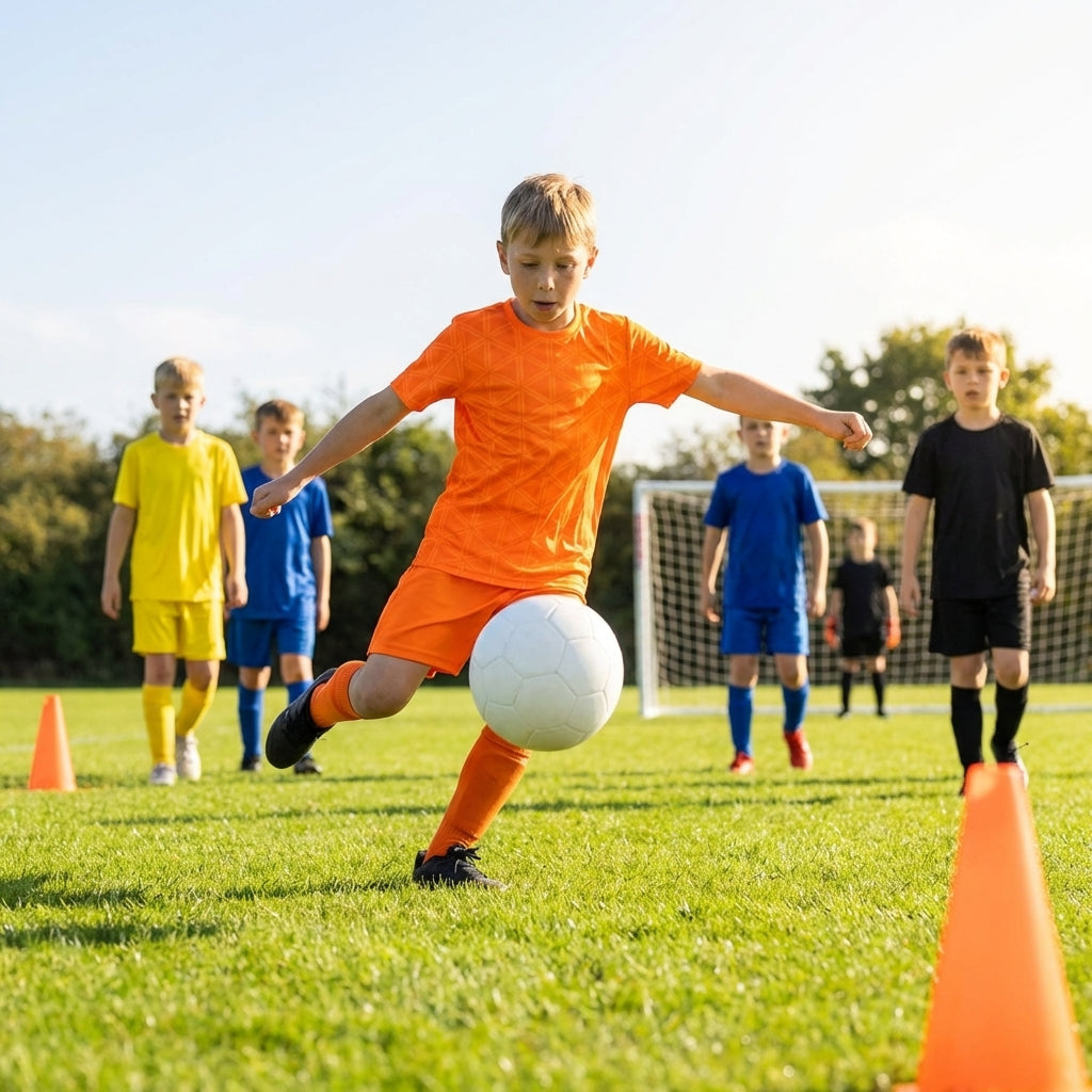 Kids' Football Shirts in vibrant colours for ages 5-14