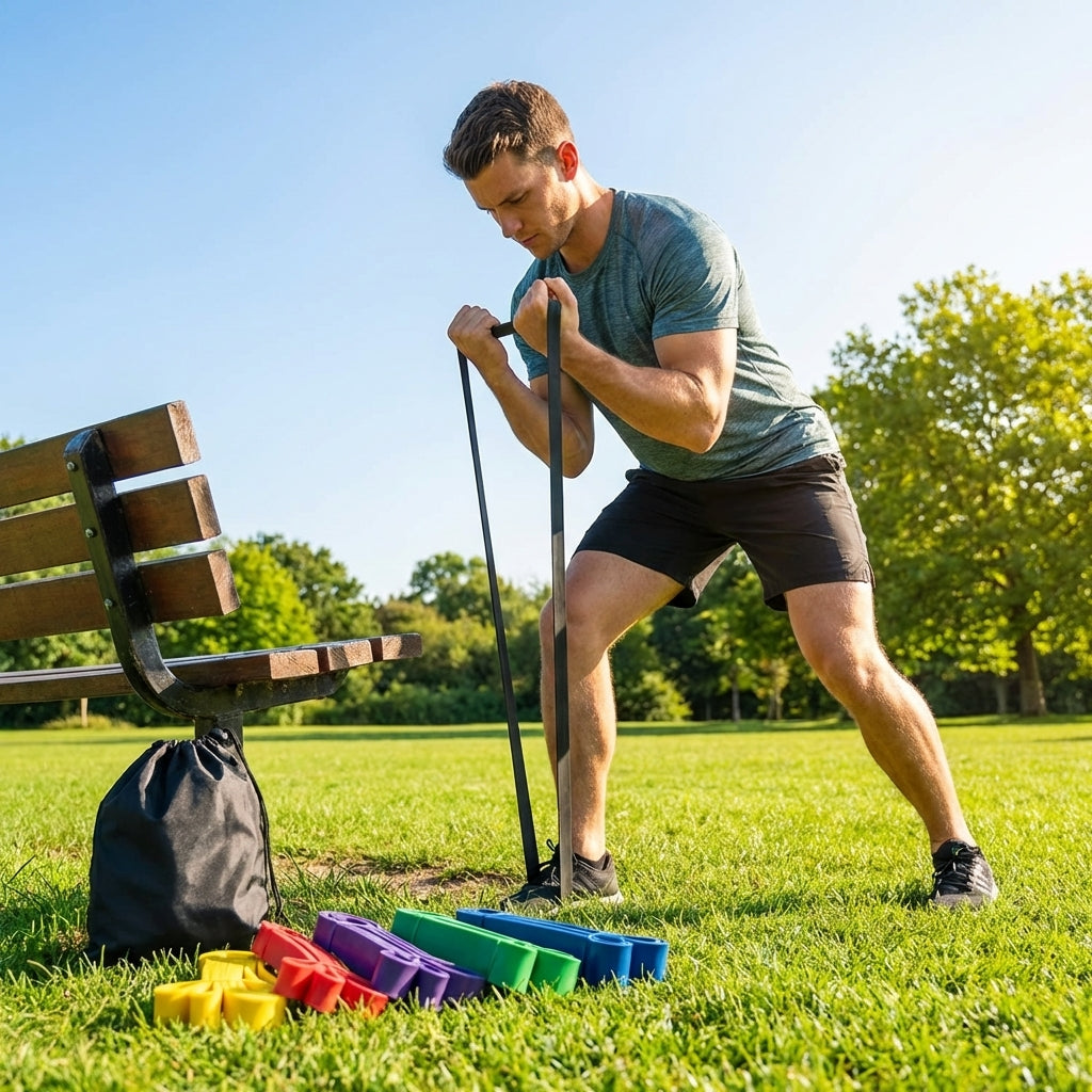 Multi-colour resistance bands made from natural latex for gym and home use