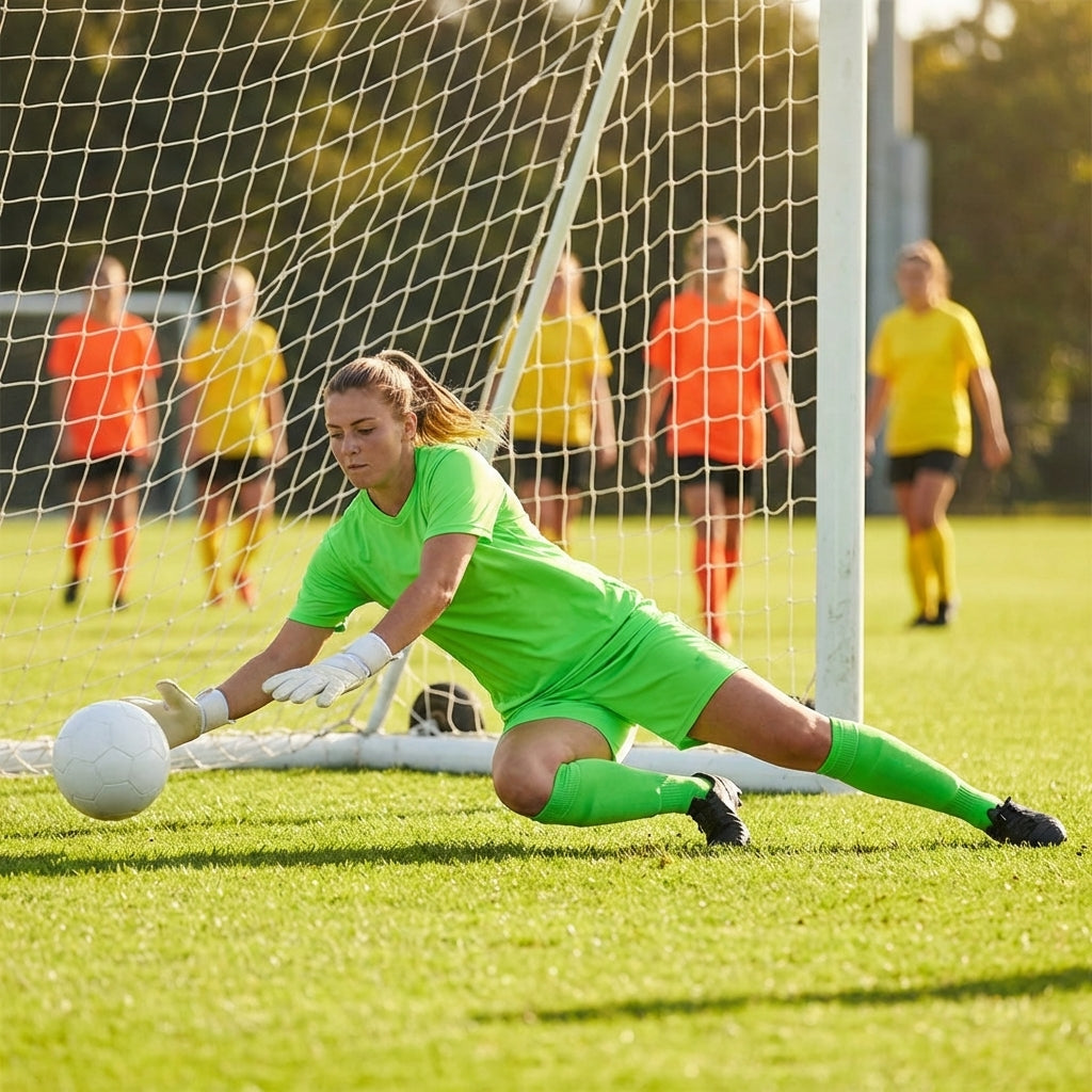 Women's Goalkeeper Kit with shirt, shorts, and knee-high socks