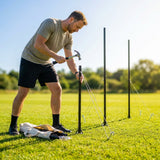 Black steel support poles for baseball batting cages