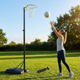 Adjustable netball posts for indoor and outdoor use