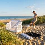 Beach football goal with fluorescent net and aluminium frame
