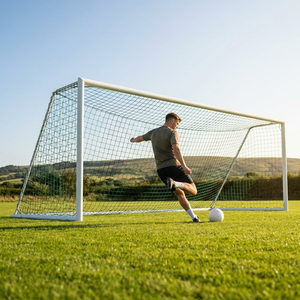 Football goal nets 24 x 8 ft, durable HDPE for clubs and schools