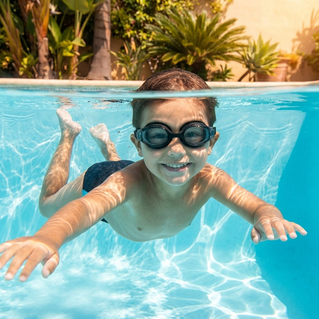 Kids' swimming goggles in vibrant colours with anti-fog and UV protection