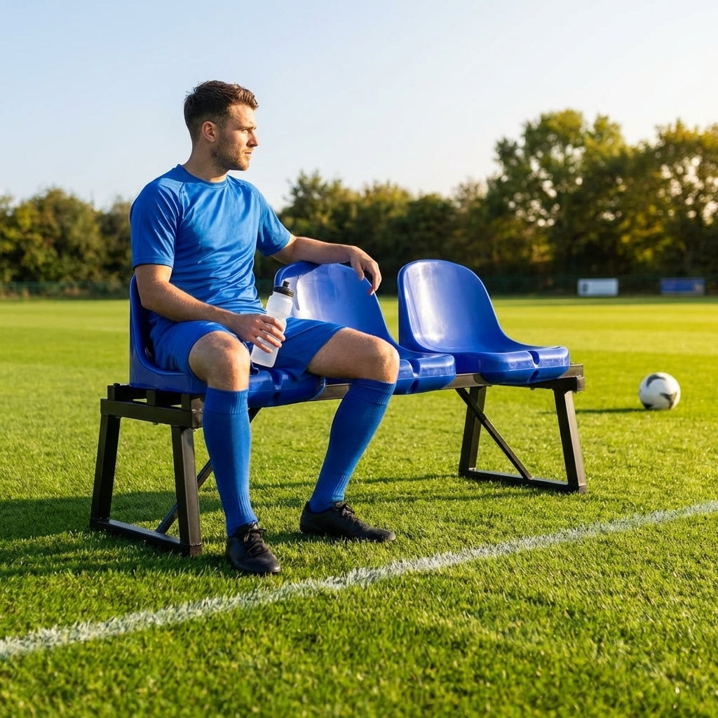 Aluminium sports bench with HDPE seats for indoor and outdoor use