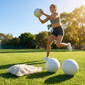 Match netball featuring hand-stitched latex bladder