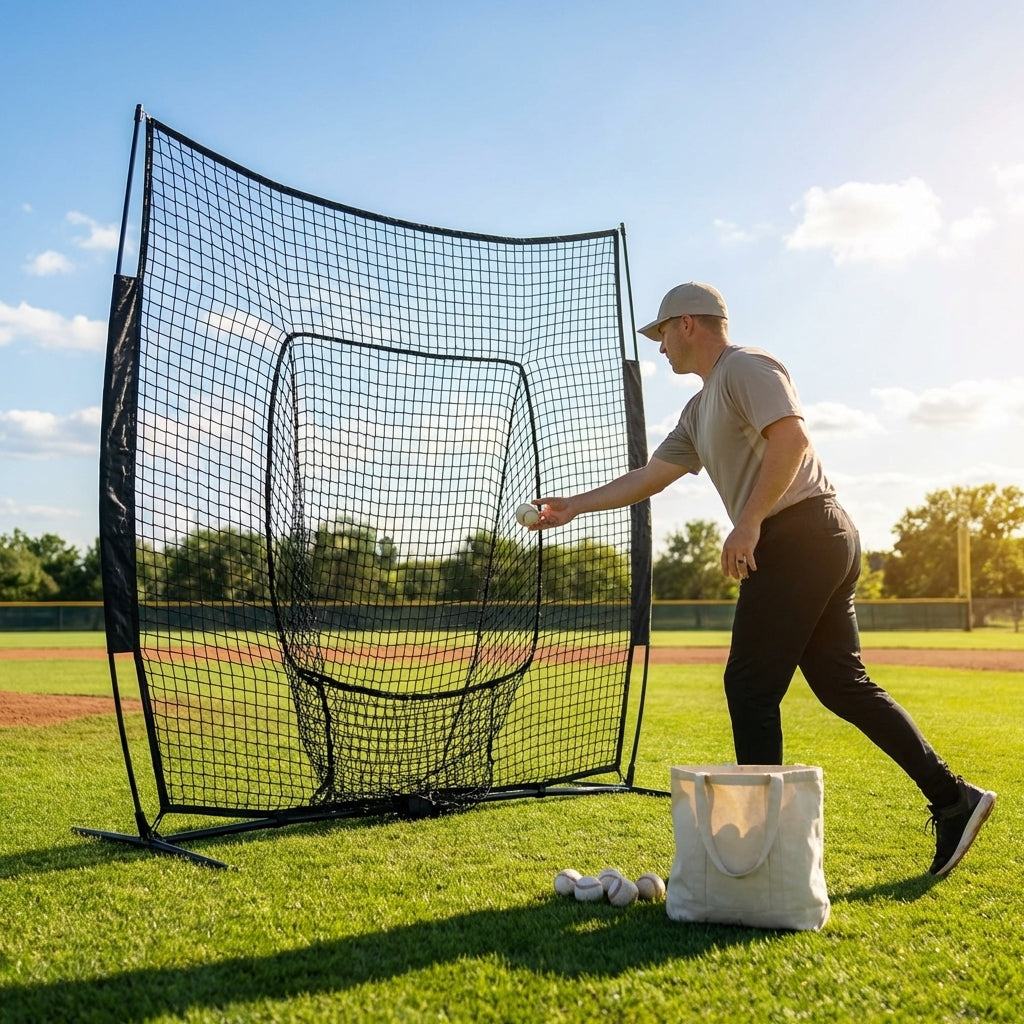 Replacement baseball net for 7ft x 7ft sock net screens made of HDPE twine