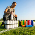 Set of 8 BPA free 750ml sports drink water bottles with stackable carrier