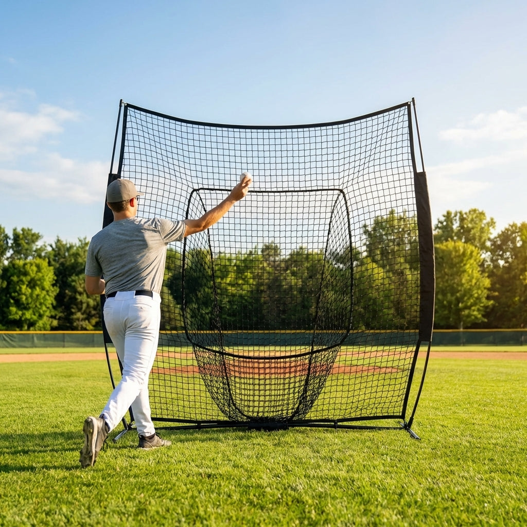 Replacement baseball net for 7ft x 7ft sock net screens made of HDPE twine