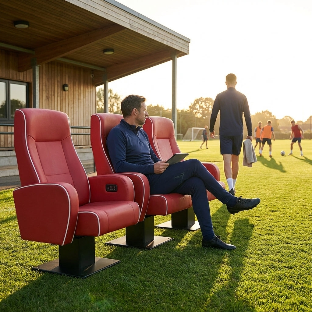 Luxury stadium seats with customisable marine vinyl and rustproof steel frame