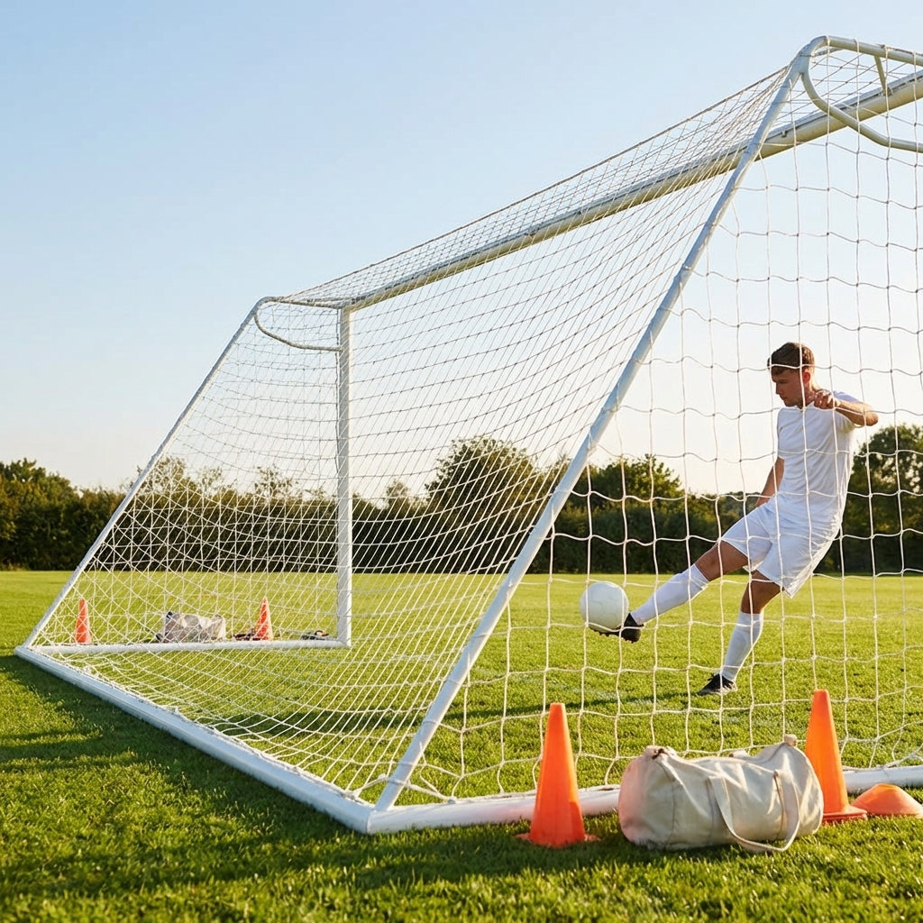 Multi-colour football goal nets for full-size goals