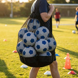 Football carry bag with 12 footballs, durable mesh
