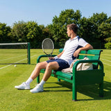 Aluminium tennis court bench in green for tournament use