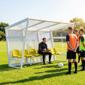 Heavy duty aluminium team shelter with moulded seats