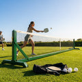 Freestanding aluminium pickleball posts with wheels