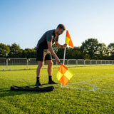 Football corner flag set with bright nylon flags and PVC poles