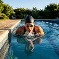 Racing swimming goggles with panoramic mirrored lenses
